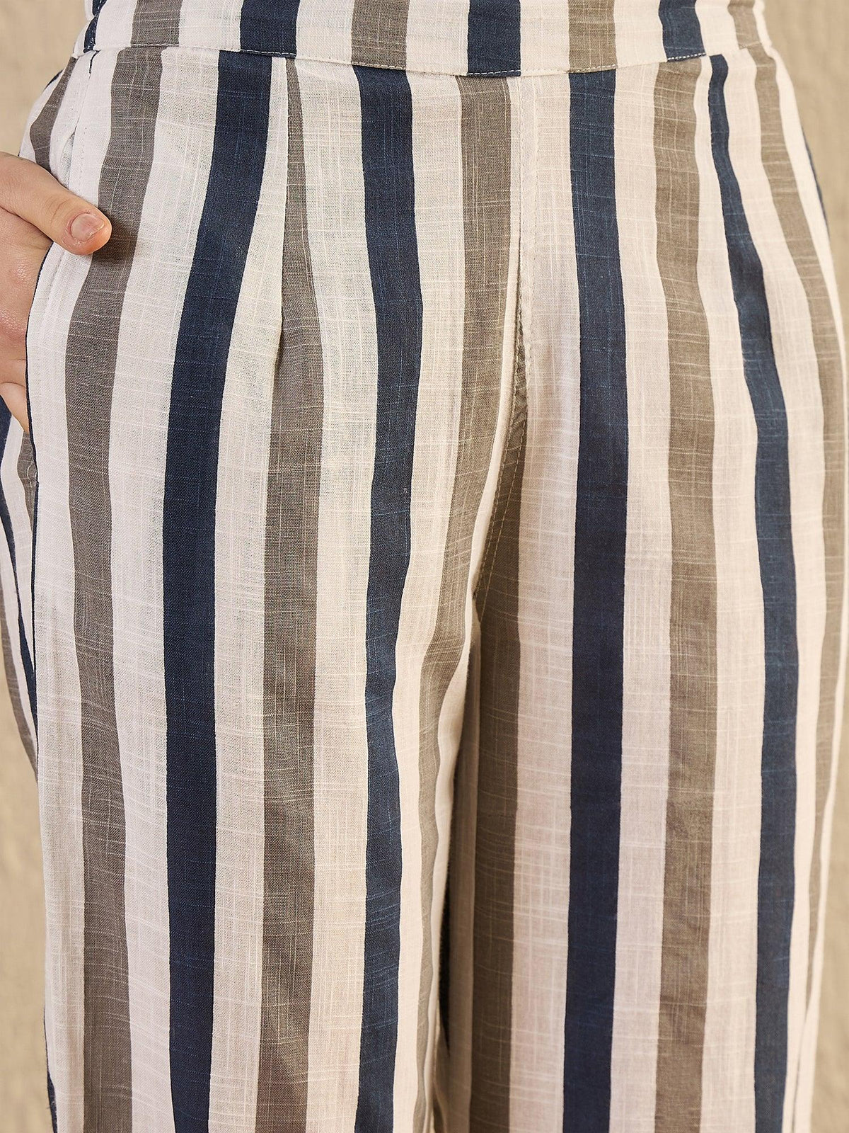 Blue Striped Co Ord Set - SanskrutiHomes