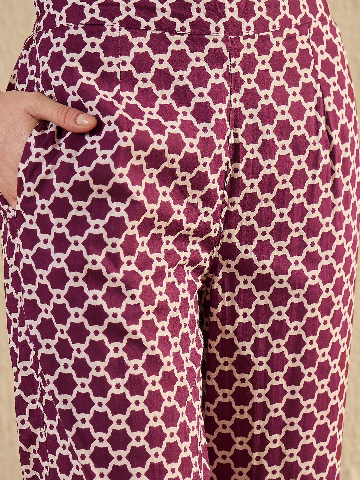 Women Geometric Printed Purple Night Suit Set - SanskrutiHomes