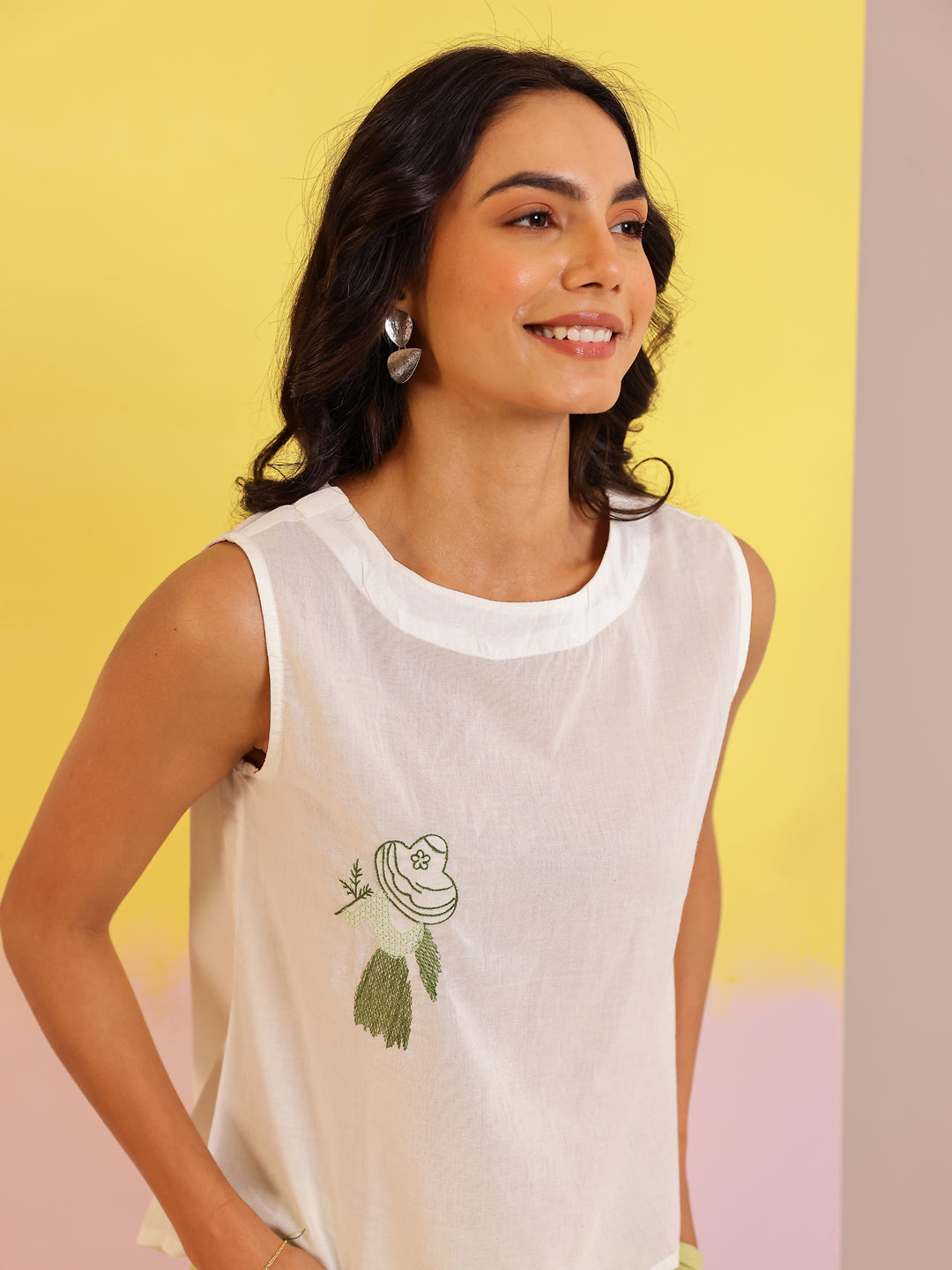 White Color Solid Pure Cotton Night Suit - SanskrutiHomes