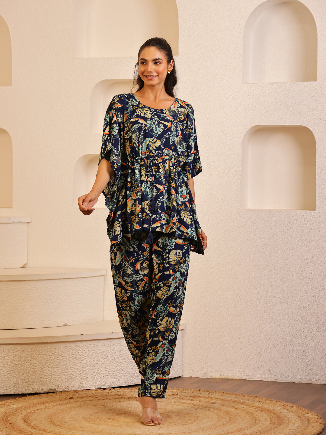 Multi Color Floral Printed Pure Cotton Night Suit