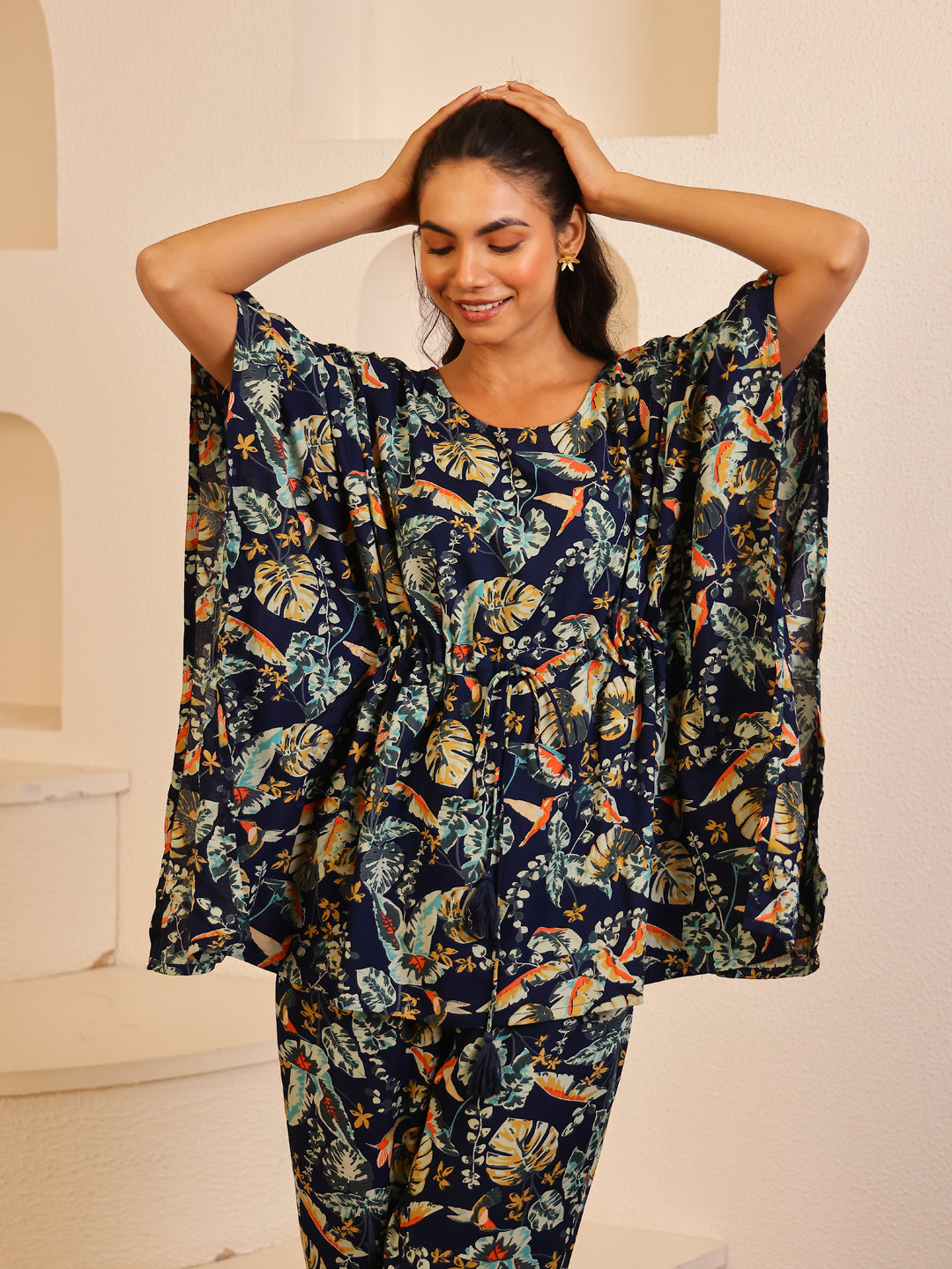 Multi Color Floral Printed Pure Cotton Night Suit