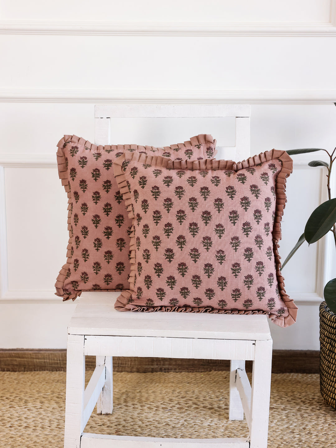 Pink Color Floral Printed Cushion Cover
