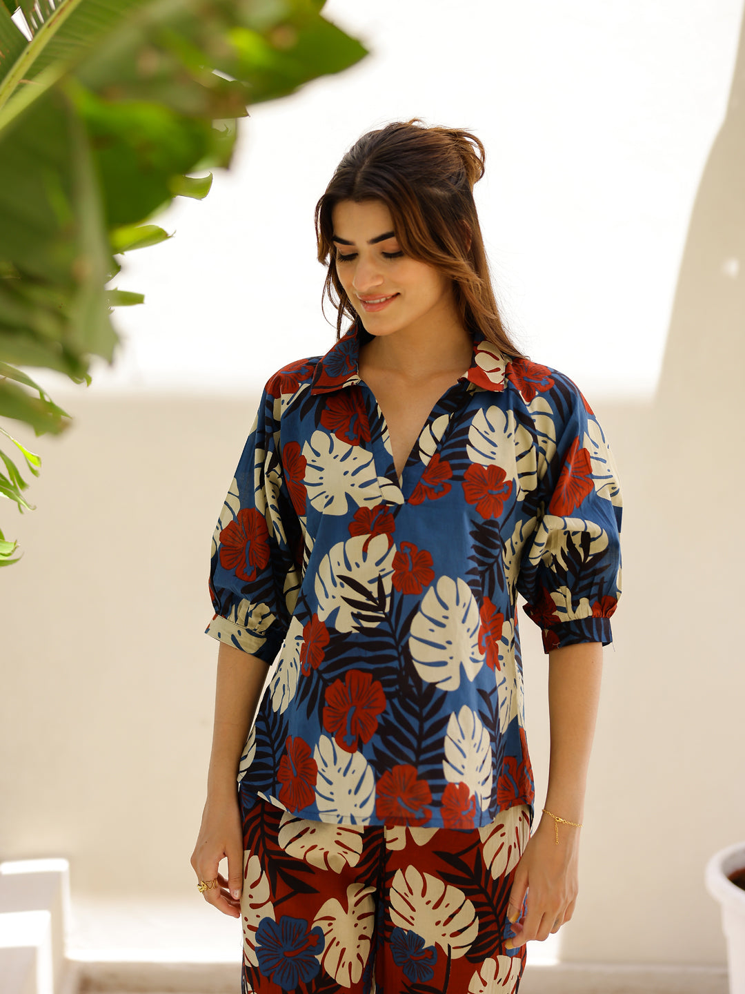 Blue leaves Printed Loungewear Set