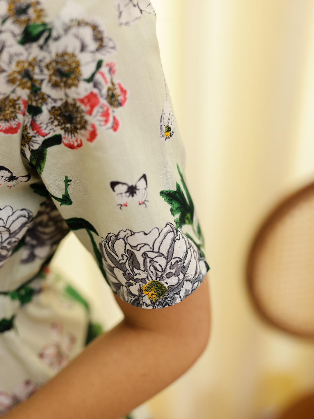 Green Printed Night Suit Shorts Set - SanskrutiHomes