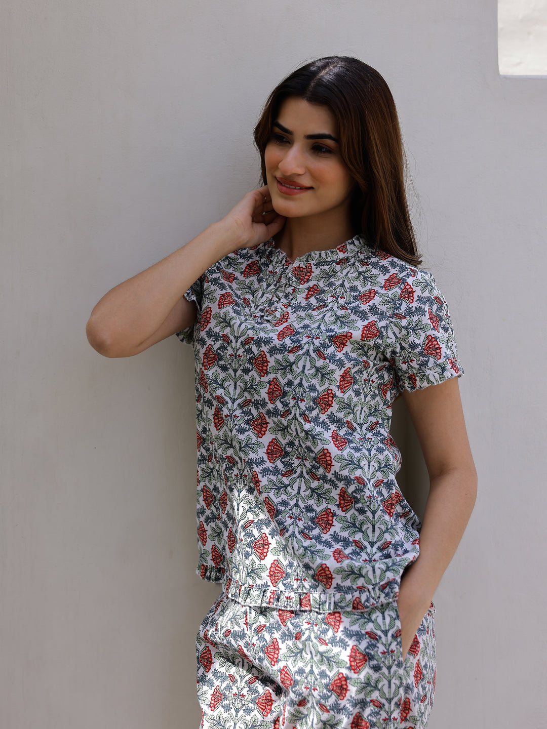 Floral Printed Pure Cotton Night Suit for Women