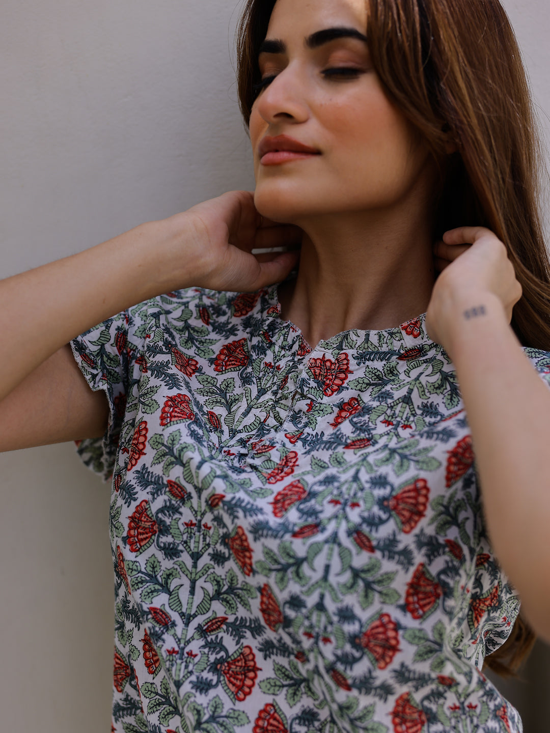 Floral Printed Pure Cotton Night Suit for Women