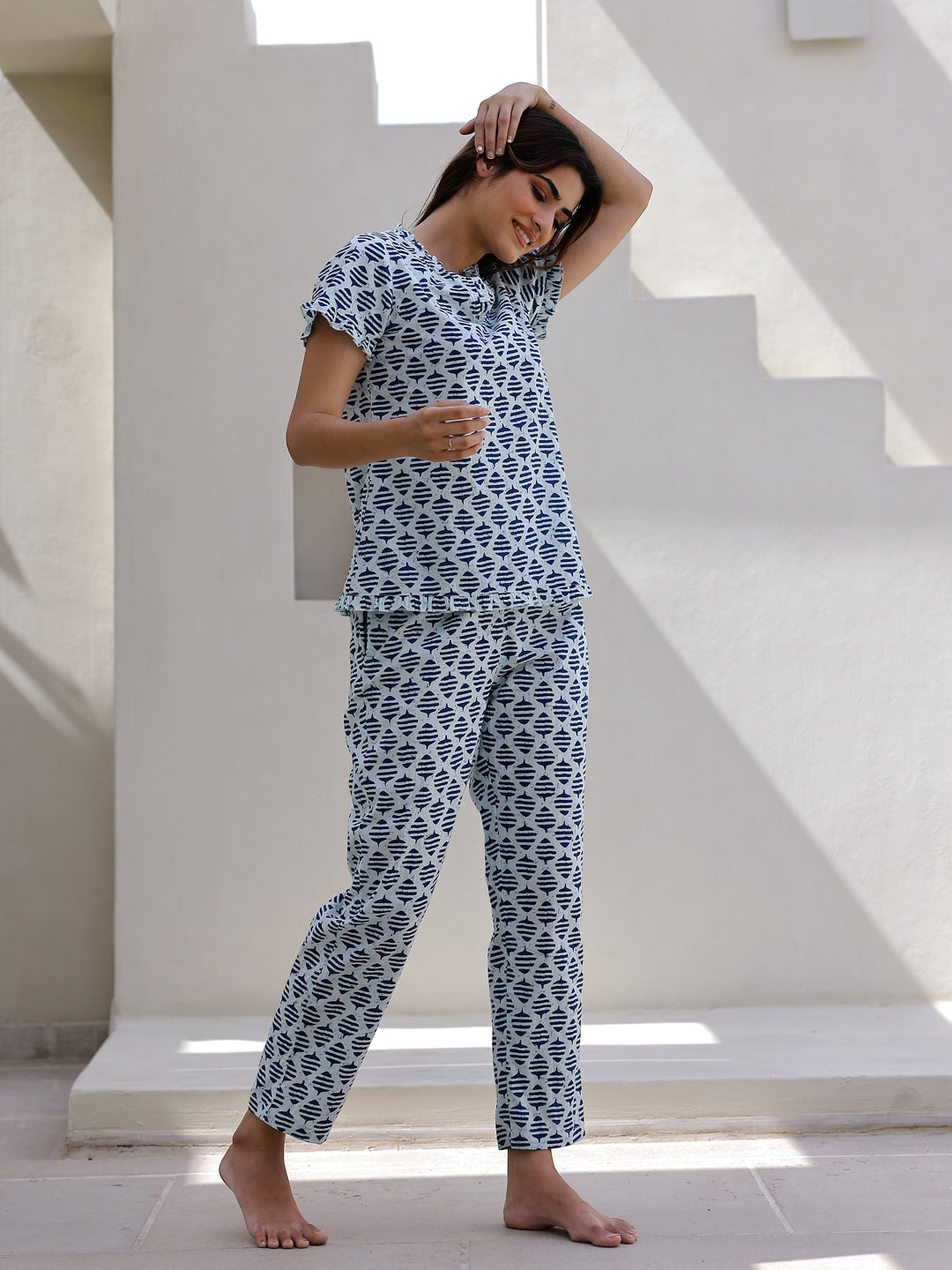 Ethnic Motifs Printed Pure Cotton Night suit