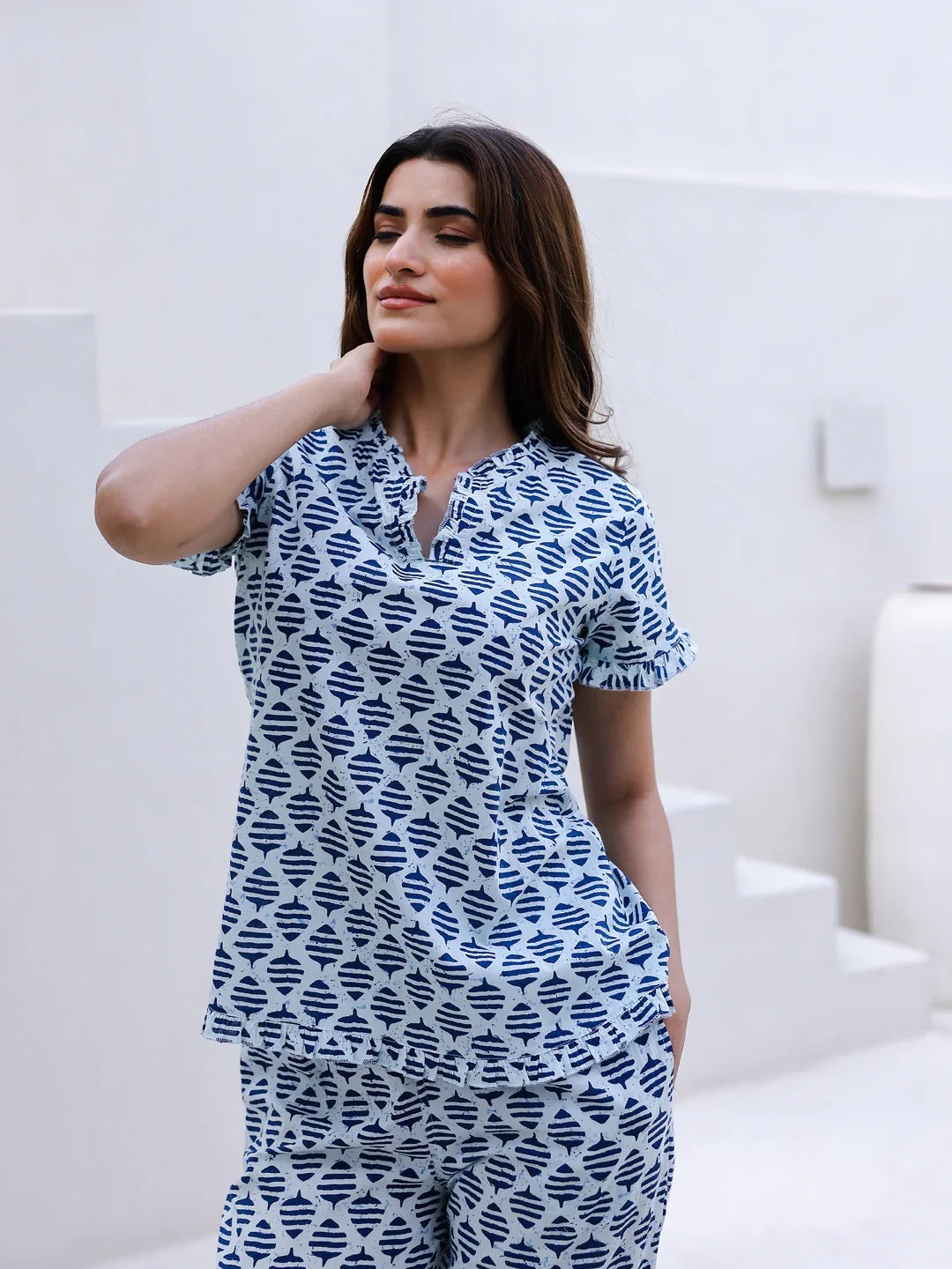 Ethnic Motifs Printed Pure Cotton Night suit - SanskrutiHomes