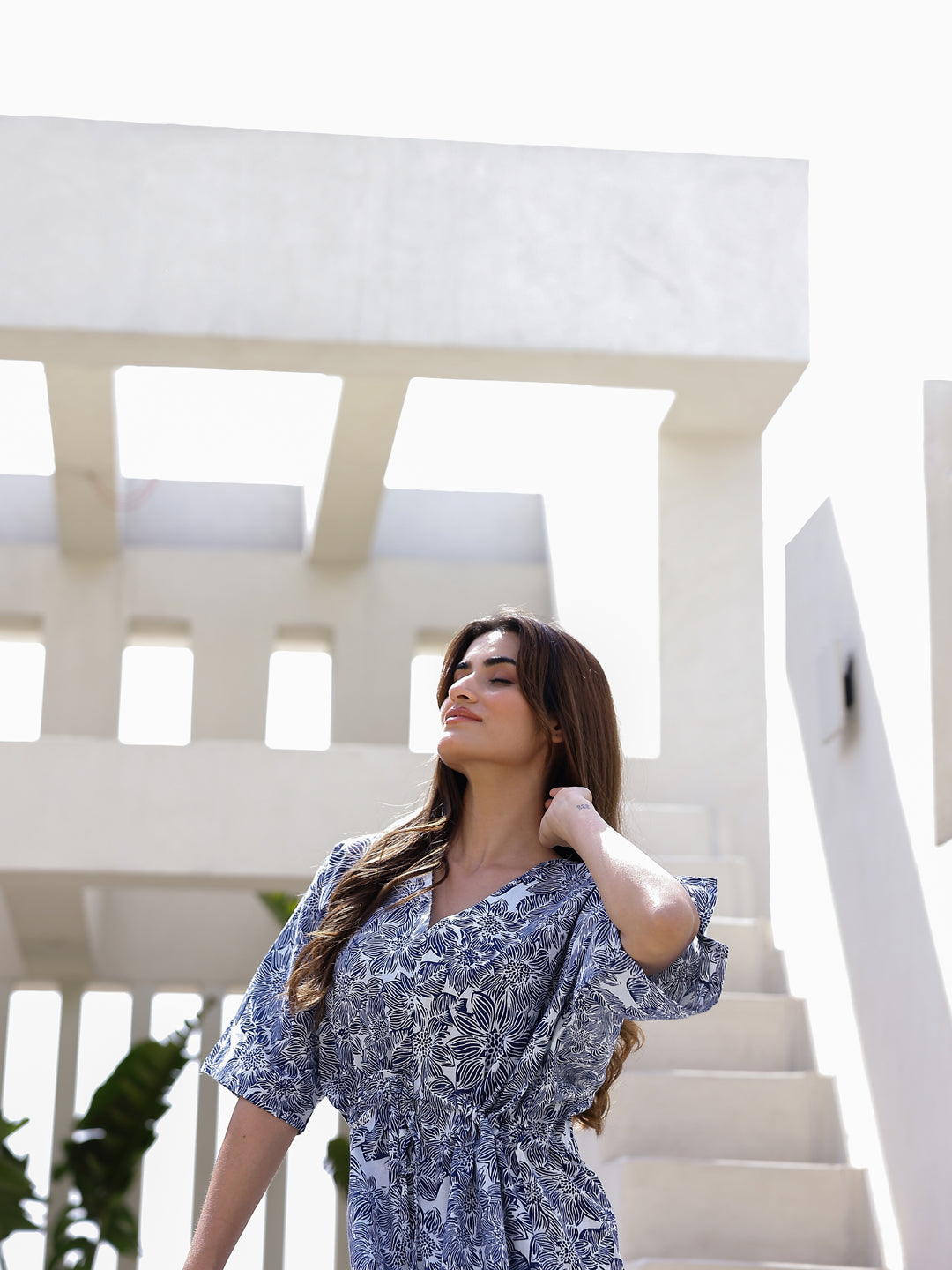 Blue Cotton Nightdress for Women