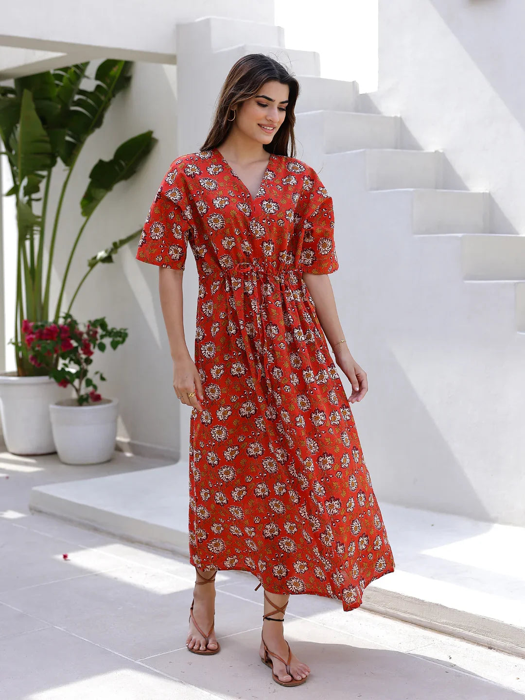 Printed Maxi Night dress - SanskrutiHomes