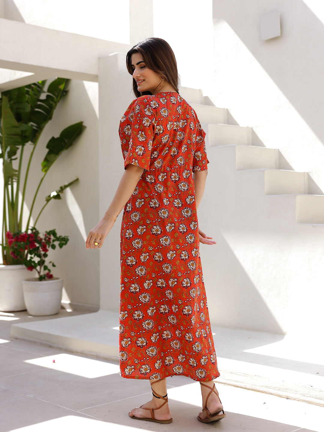 Printed Maxi Night dress - SanskrutiHomes