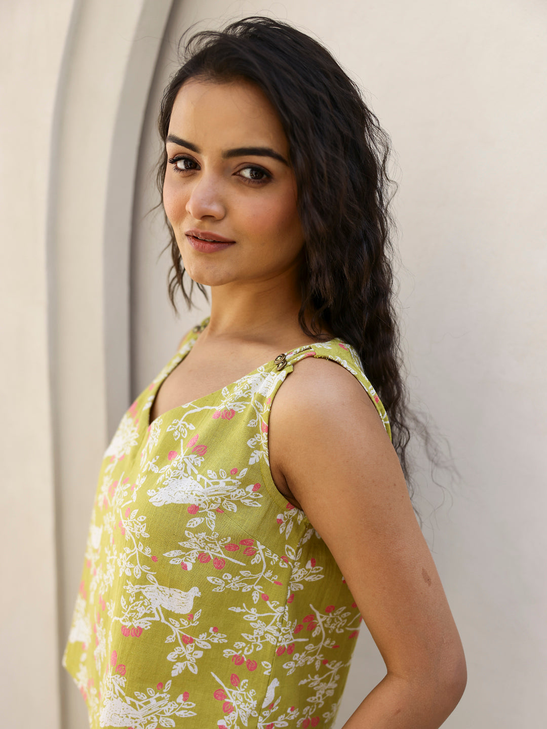 Floral Printed V-Neck Cotton Co-ord Set - SanskrutiHomes