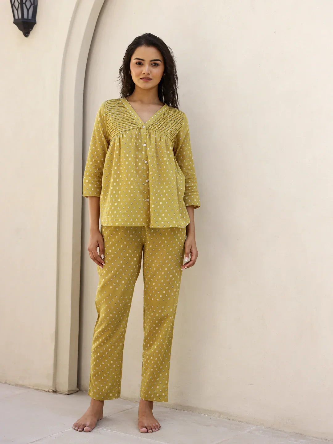 Mustard Printed Loungewear Set