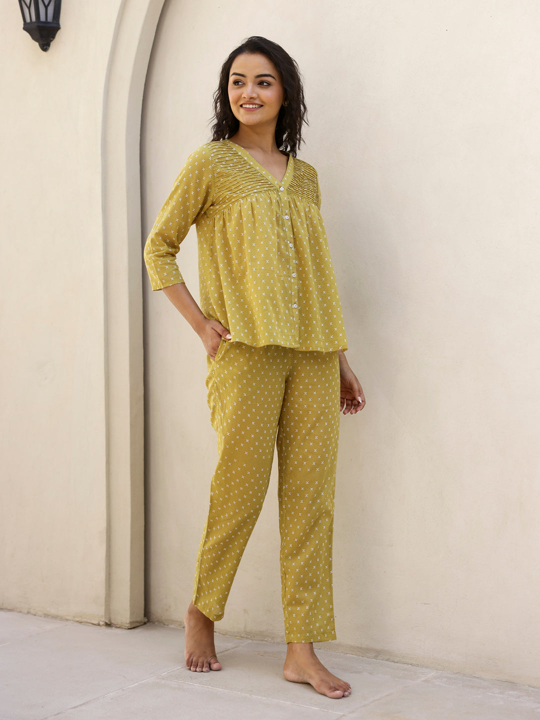 Mustard Printed Loungewear Set