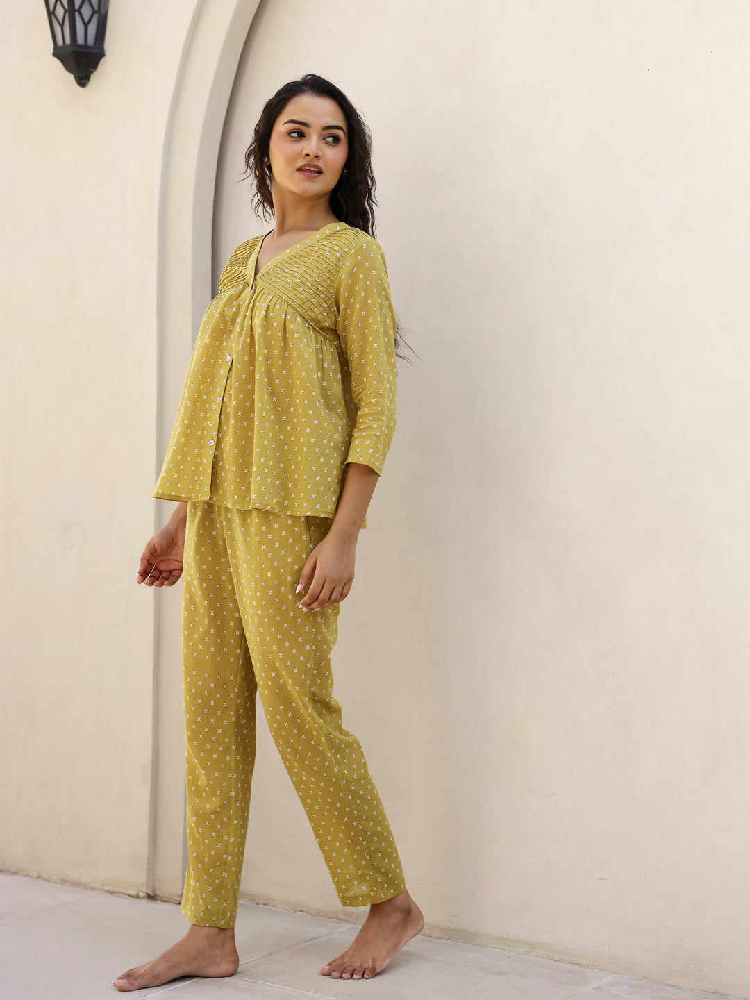 Mustard Printed Loungewear Set