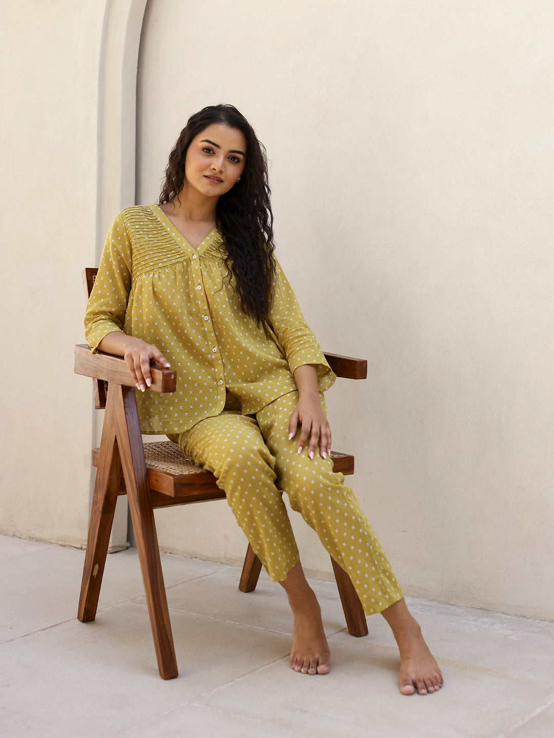 Mustard Printed Loungewear Set