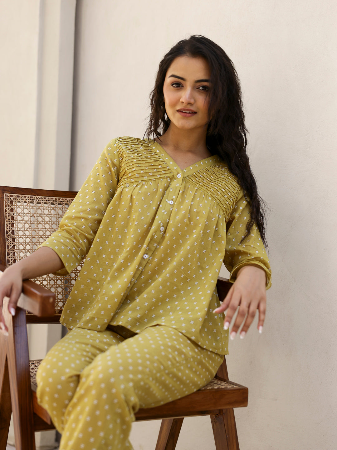 Mustard Printed Loungewear Set