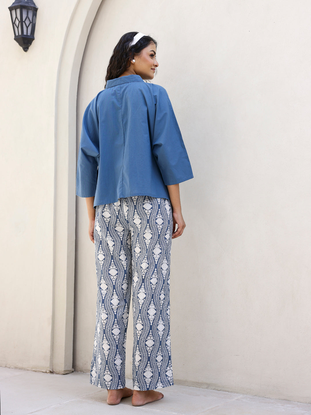 Solid Print Cotton Night Suit - SanskrutiHomes