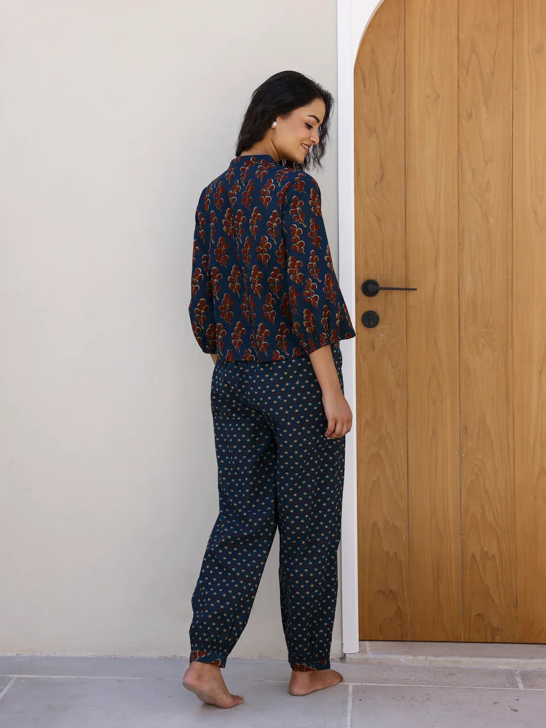 Printed Pure Cotton Night Suit - SanskrutiHomes