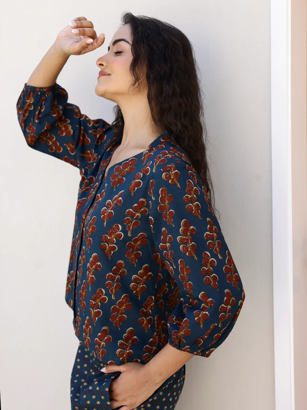 Printed Pure Cotton Night Suit - SanskrutiHomes
