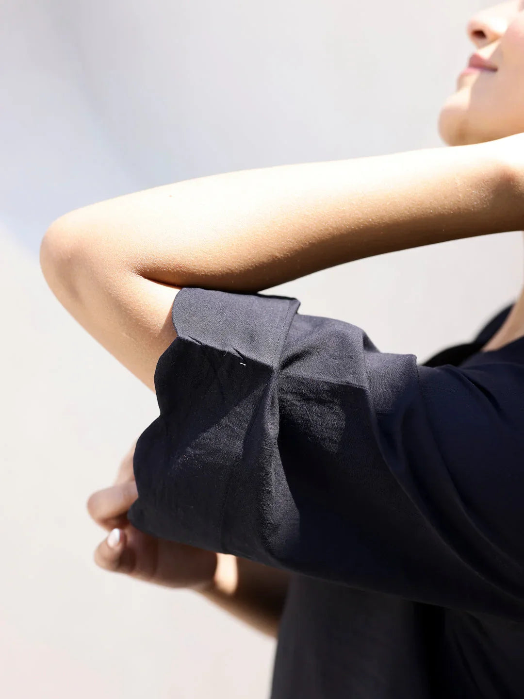 Black Cotton Night Suit with Pant - SanskrutiHomes