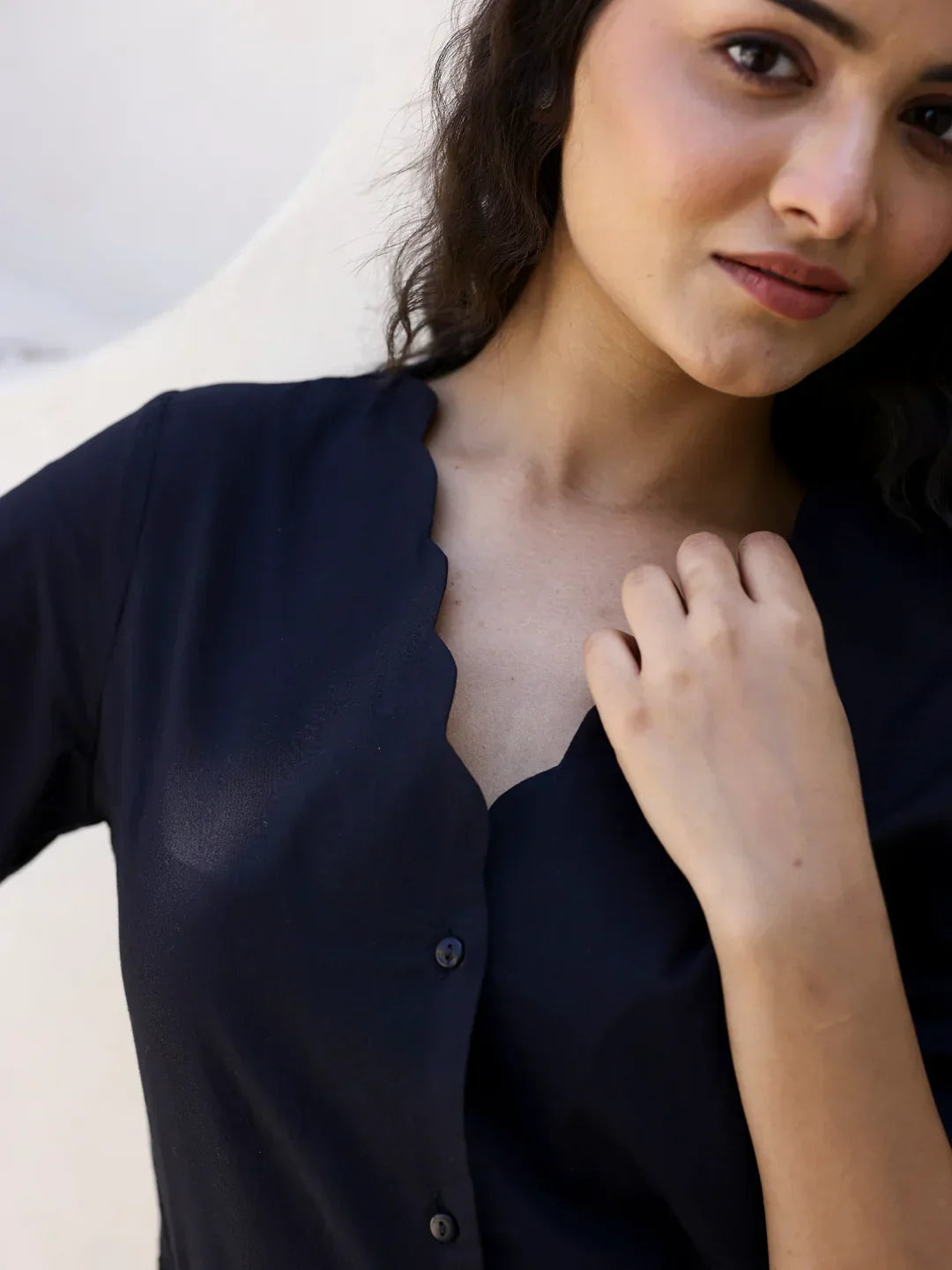 Black Cotton Night Suit with Pant - SanskrutiHomes