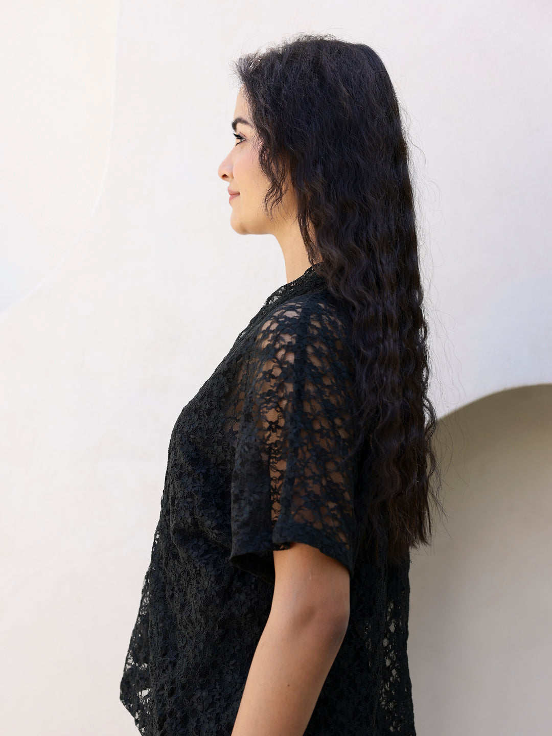 Black Net Shirts & Shorts Set