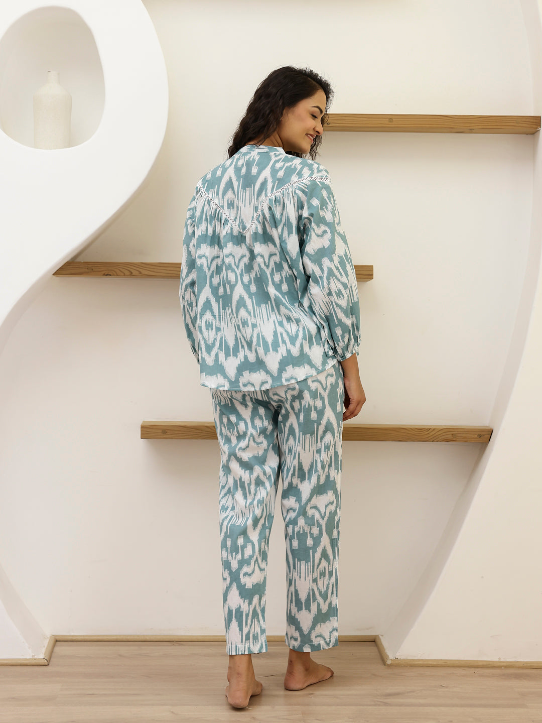 Turquoise Shirt Loungewear Set
