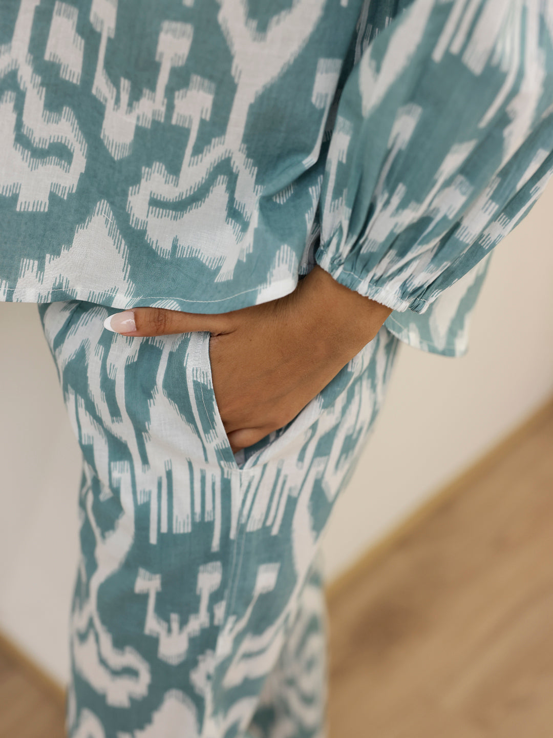 Turquoise Shirt Loungewear Set