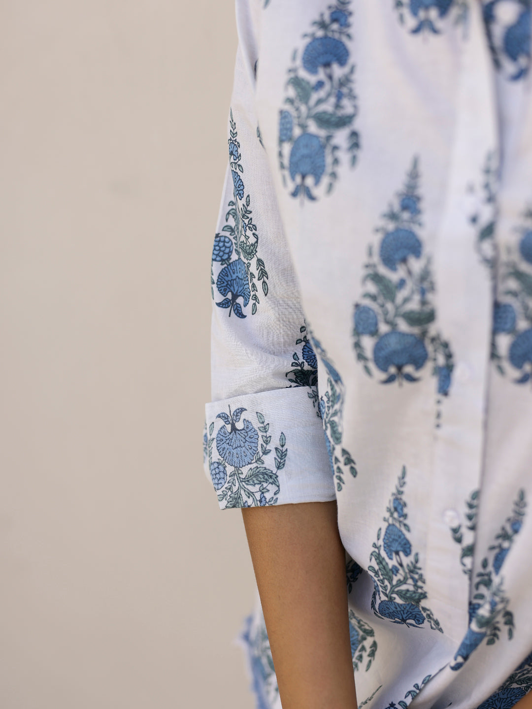 Pure Cotton Flower Printed Shirt for Women - SanskrutiHomes