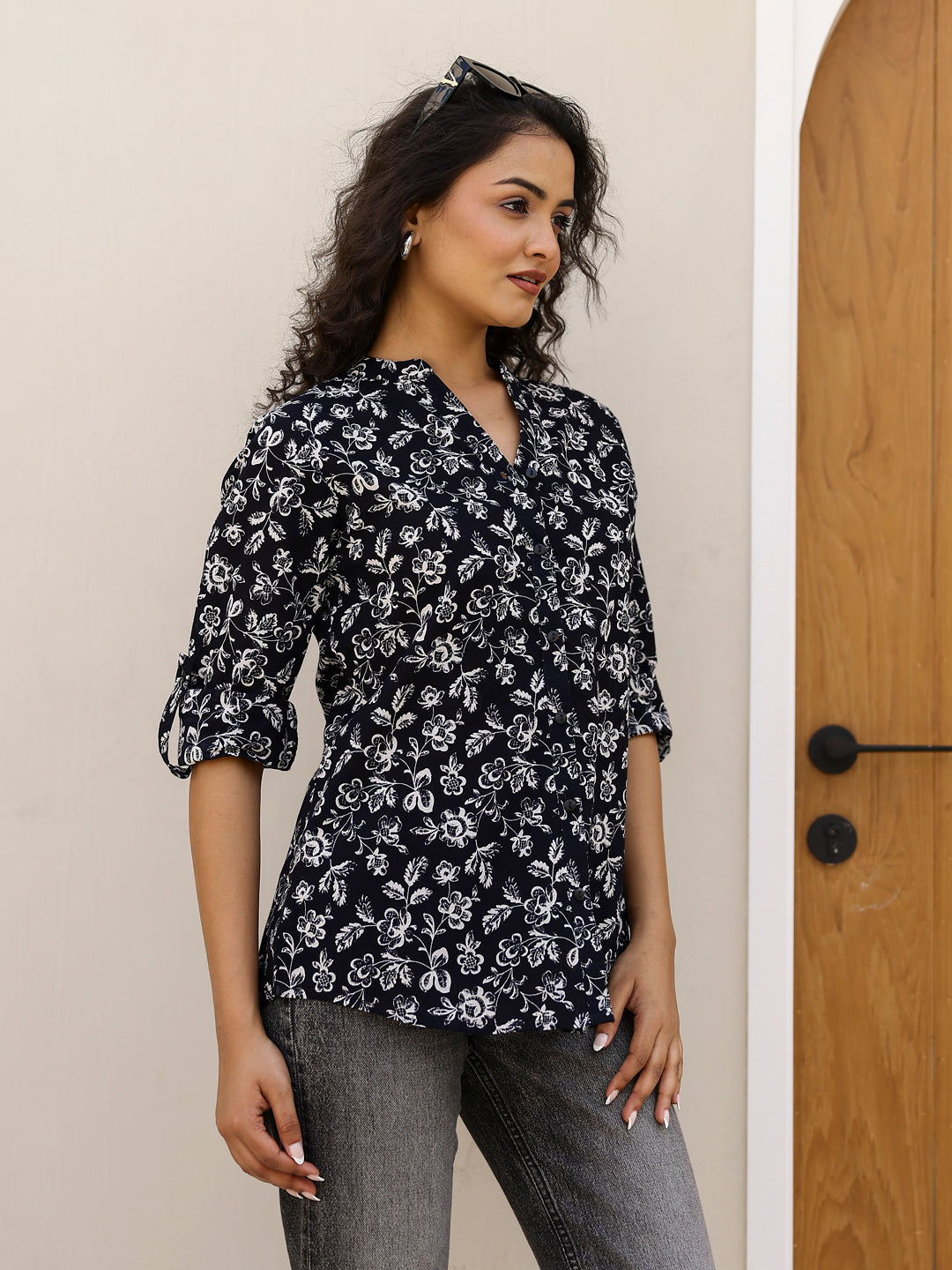 Pure Cotton Printed Black top for Women