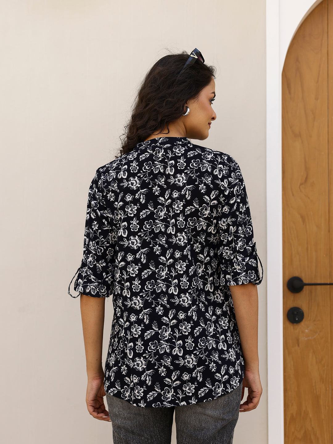 Pure Cotton Printed Black top for Women