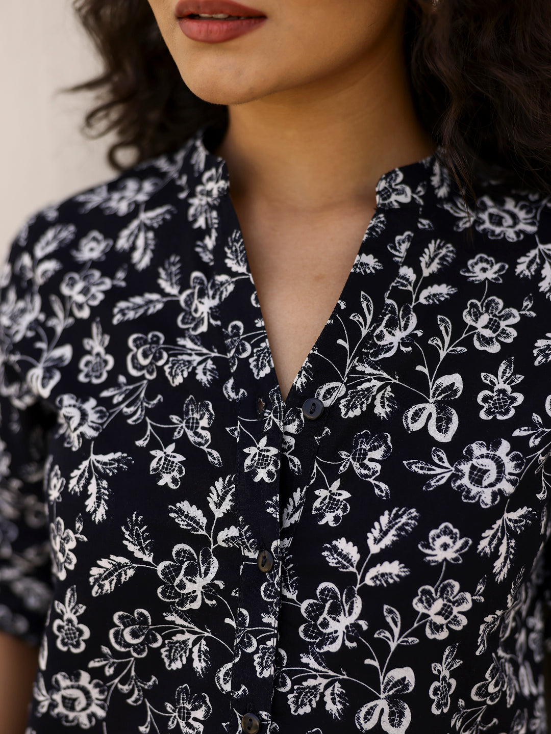 Pure Cotton Printed Black top for Women