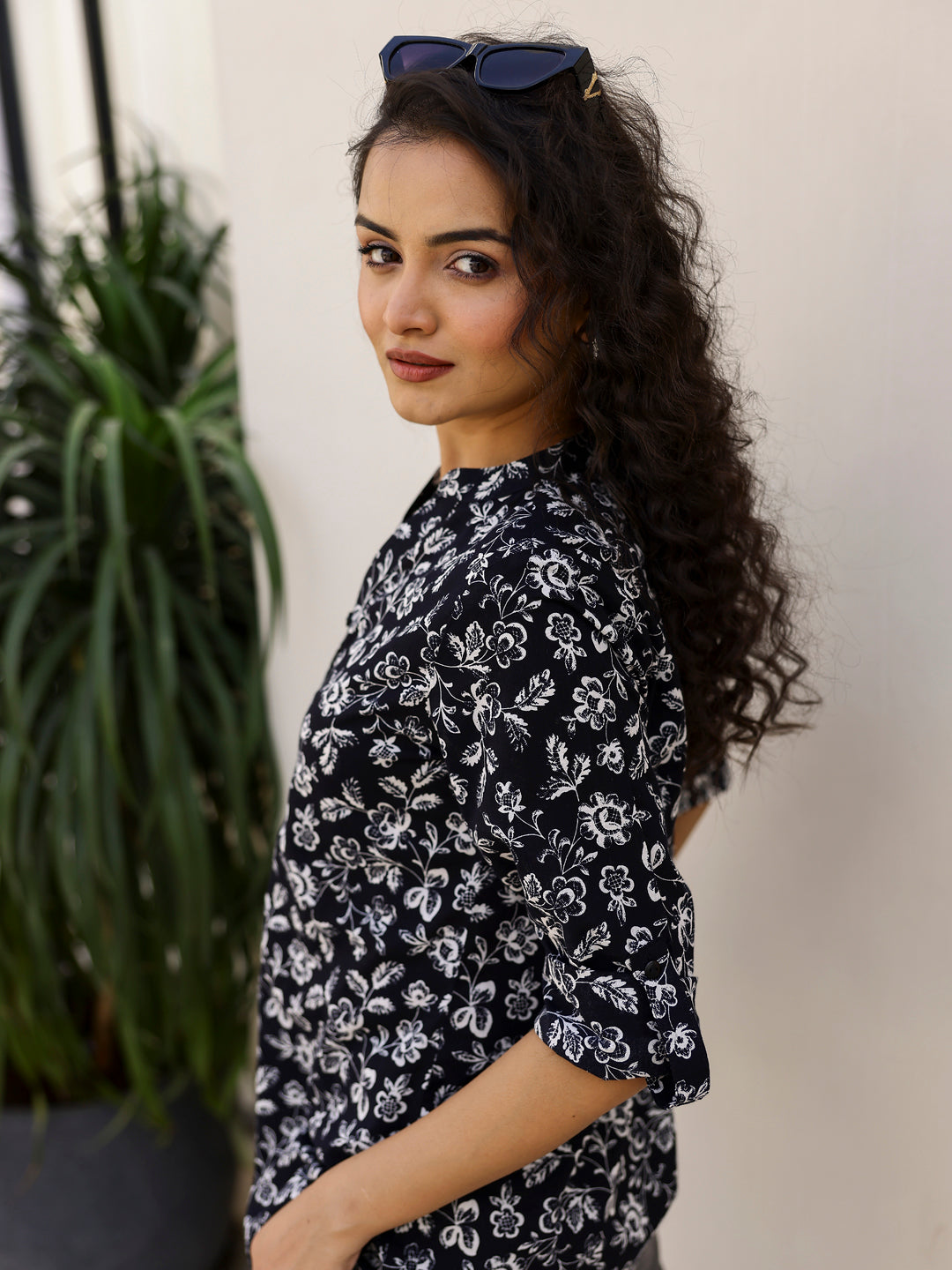 Pure Cotton Printed Black top for Women - SanskrutiHomes