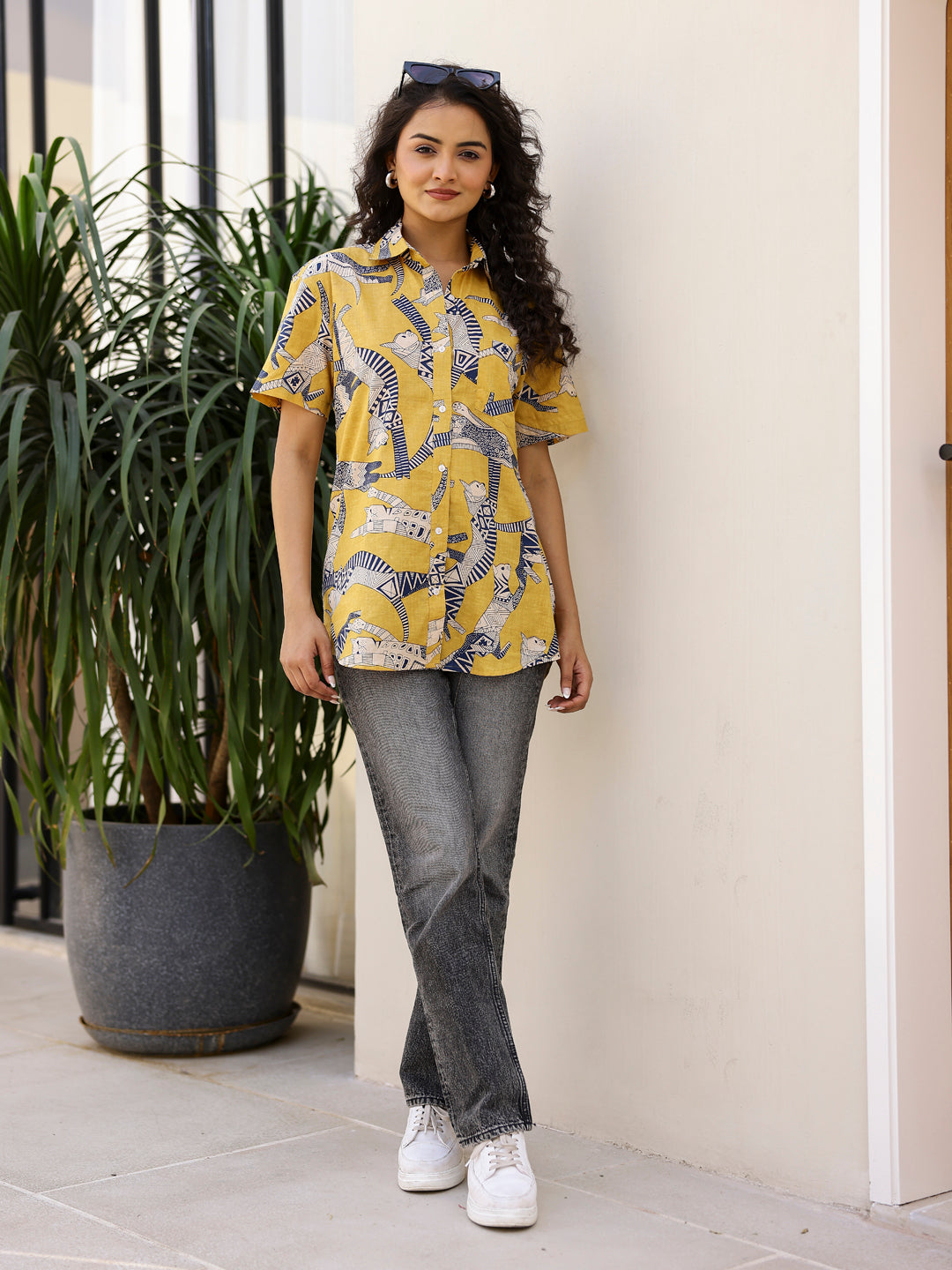 Cambric Printed Short Sleeve Women top