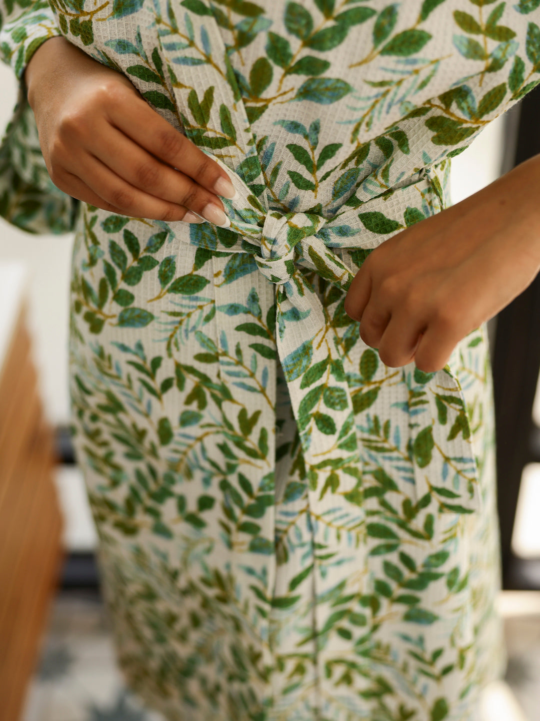 Cotton Green Bath Robe For Women