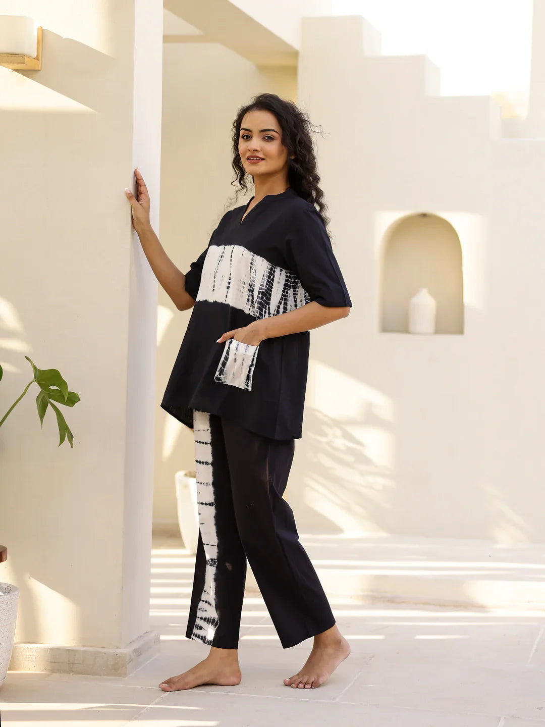 BLACK Tye & Dye Night suit - SanskrutiHomes