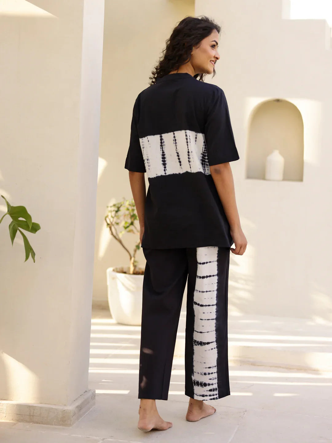 BLACK Tye & Dye Night suit - SanskrutiHomes