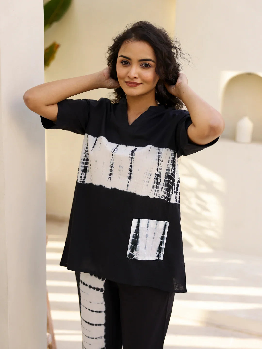 BLACK Tye & Dye Night suit - SanskrutiHomes