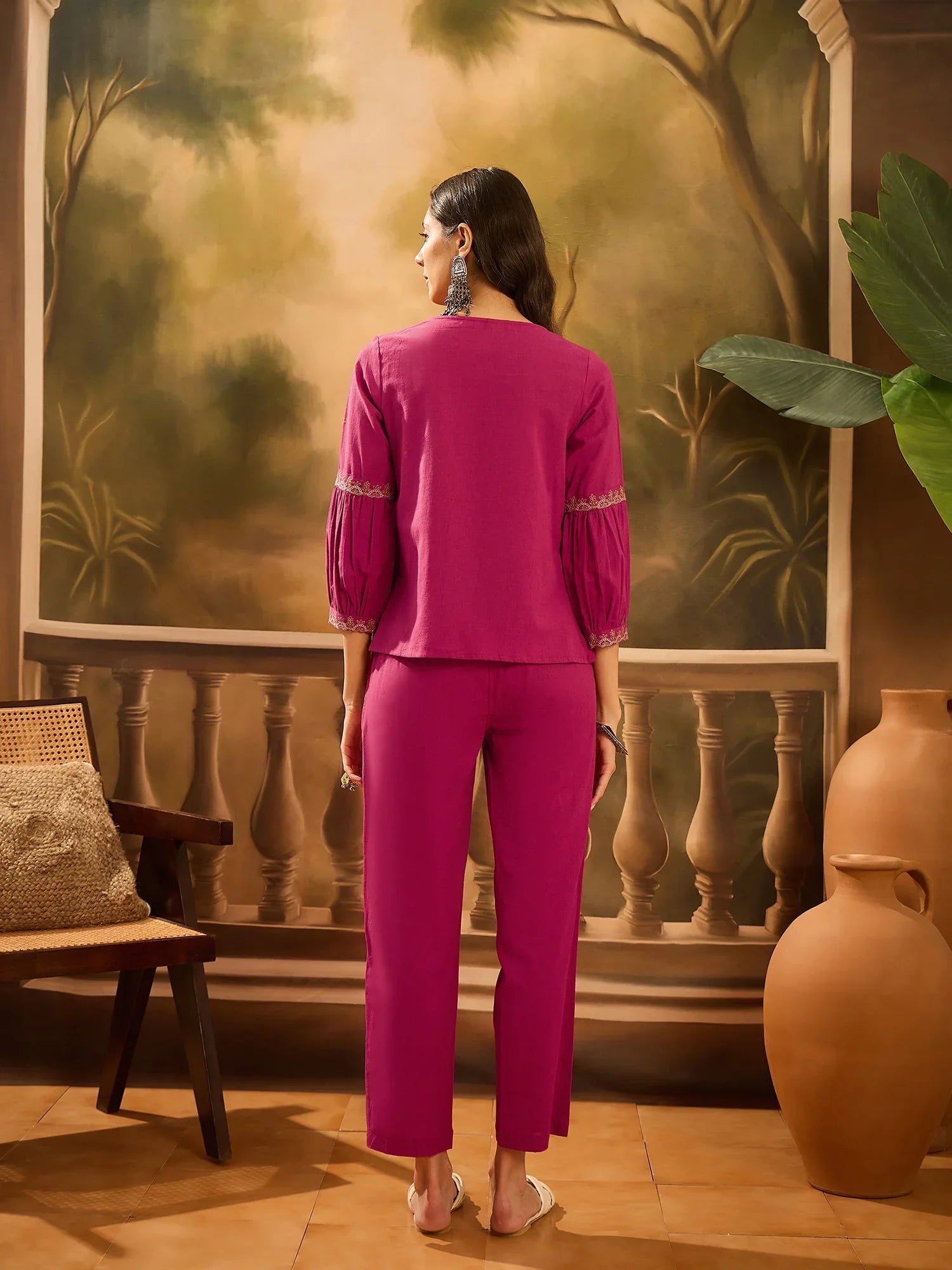 Pink Solid Printex Design coord Set for Women - SanskrutiHomes