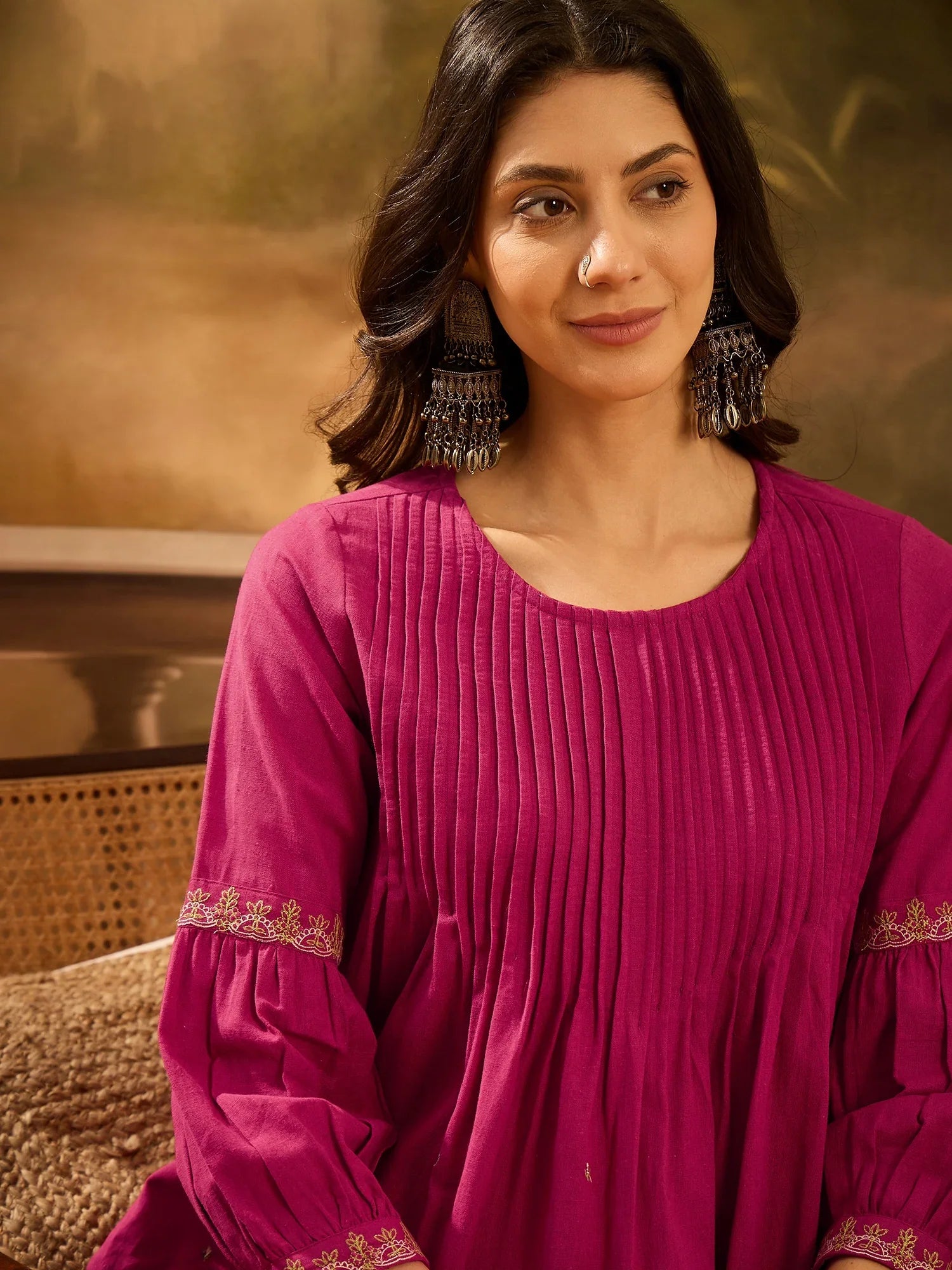 Pink Solid Printex Design coord Set for Women - SanskrutiHomes