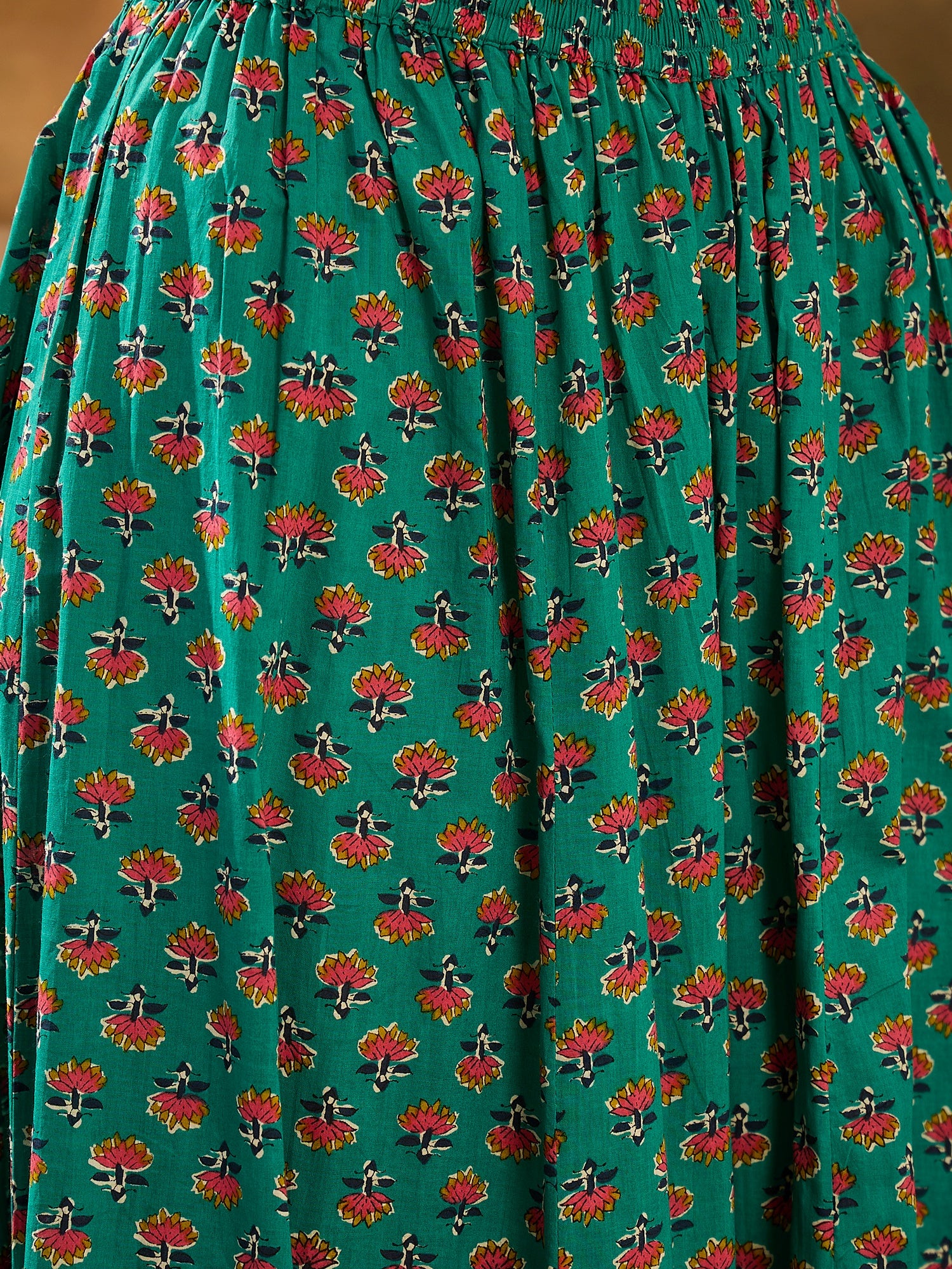 Turquoise Blue Pure Cotton V-Neck Kurta Set For Women