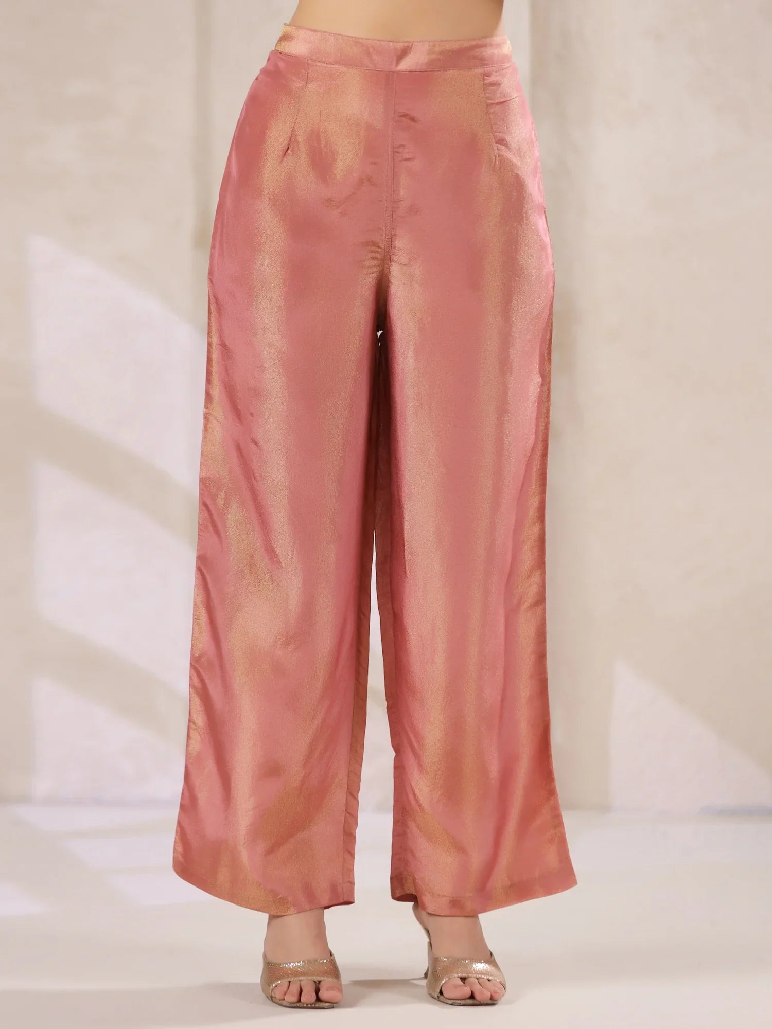 Rust Silk Blend Kaftan Co-ord Set with Embellished for Women - SanskrutiHomes