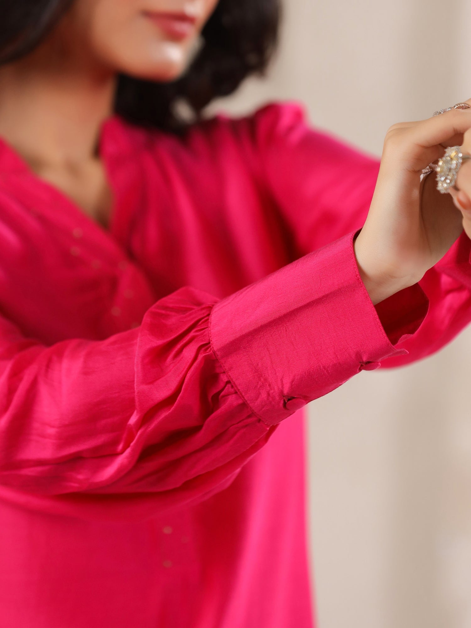 Pink Straight Kurta With Palazzo Pants And Printed Dupatta