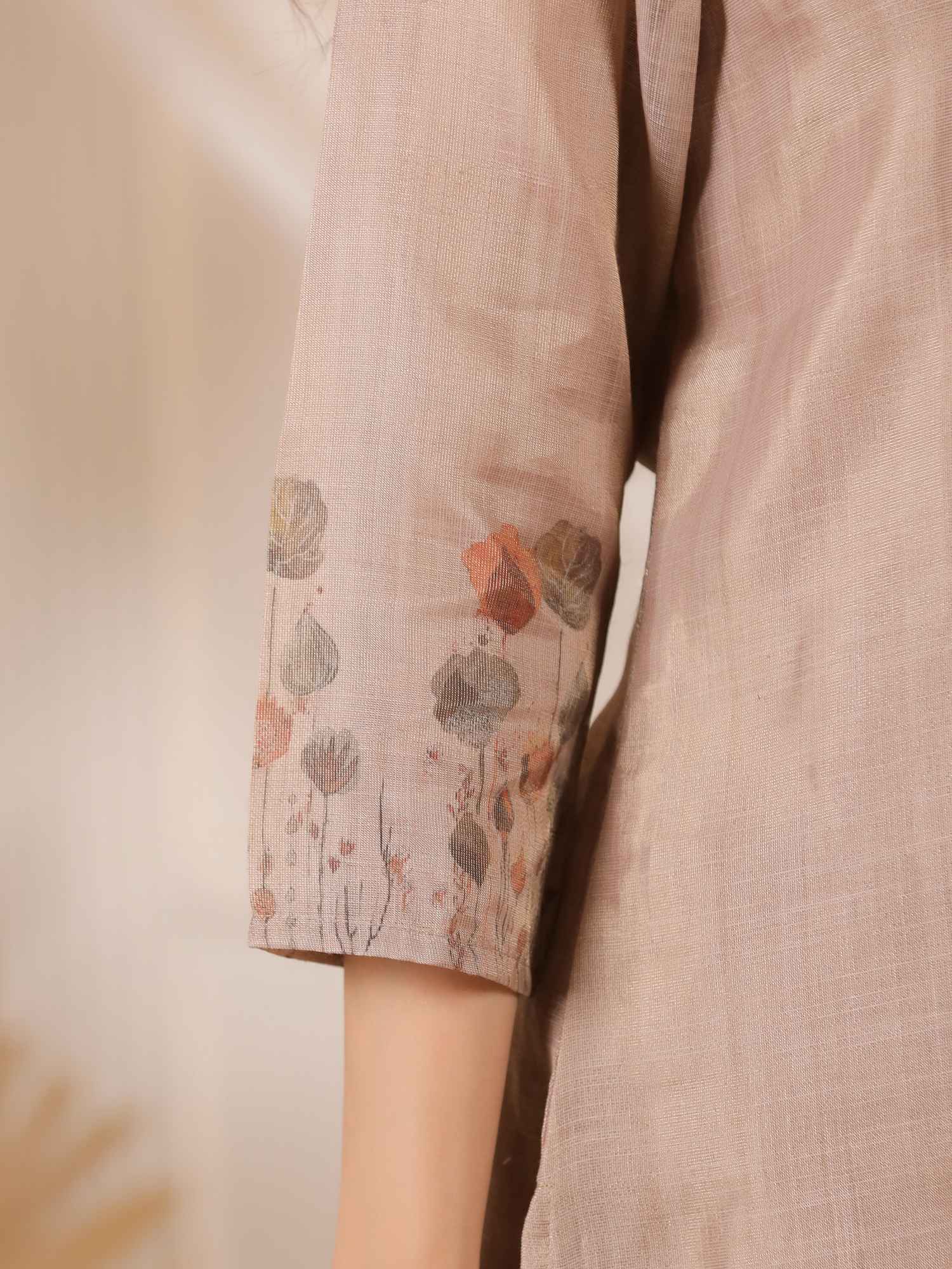 Brown Floral Printed Kurta Set With Dupatta for Women