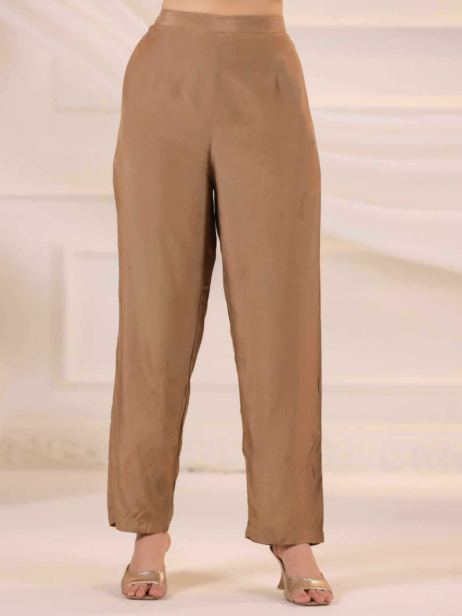 Brown Floral Printed Kurta Set With Dupatta for Women