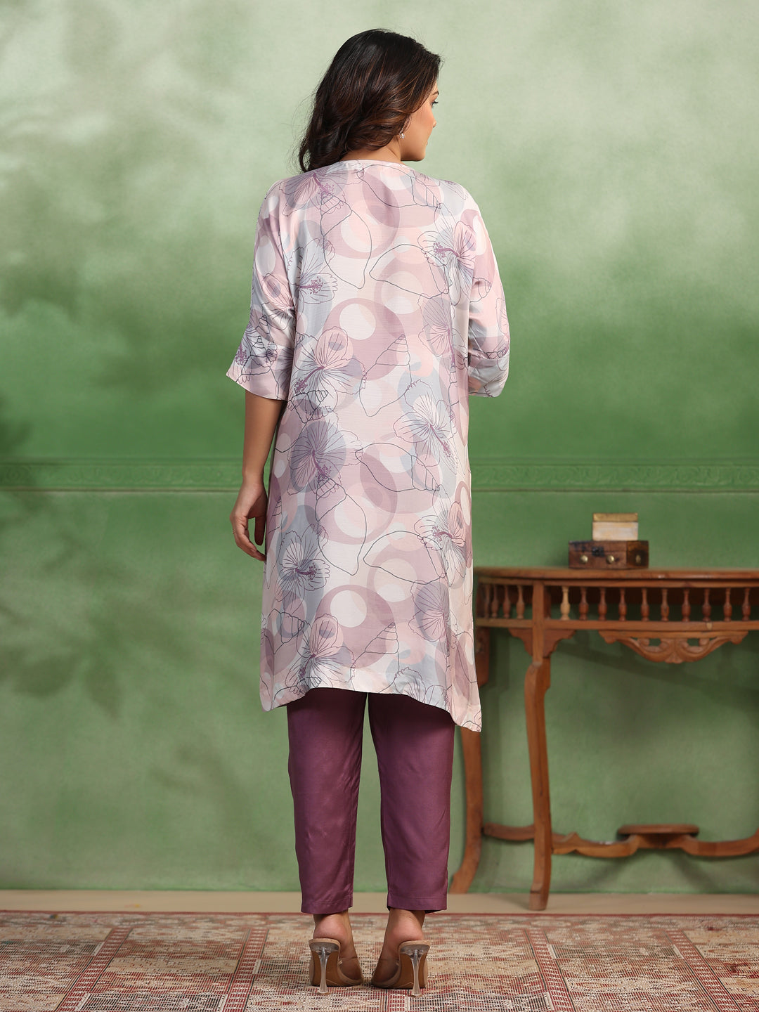 Pink Cotton Kurta Set for Women - SanskrutiHomes