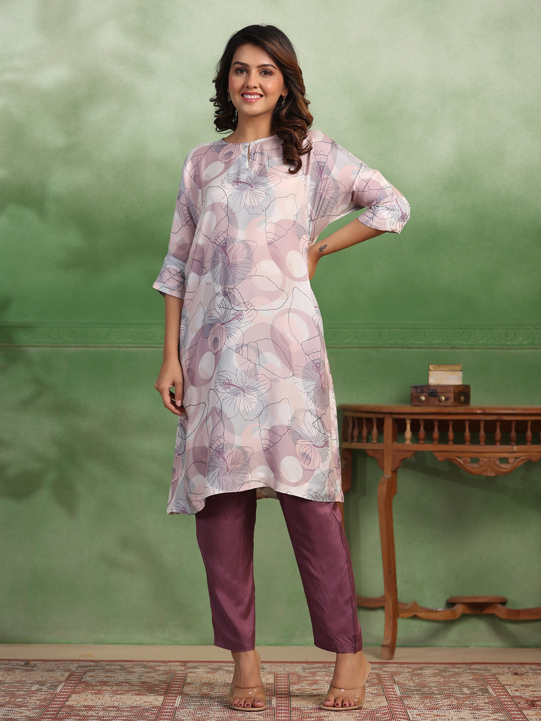 Pink Cotton Kurta Set for Women