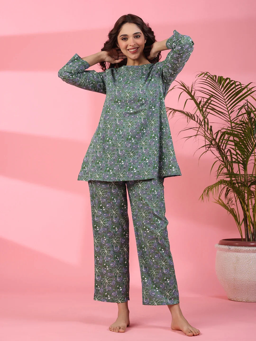 Green & blue loungewear set - SanskrutiHomes