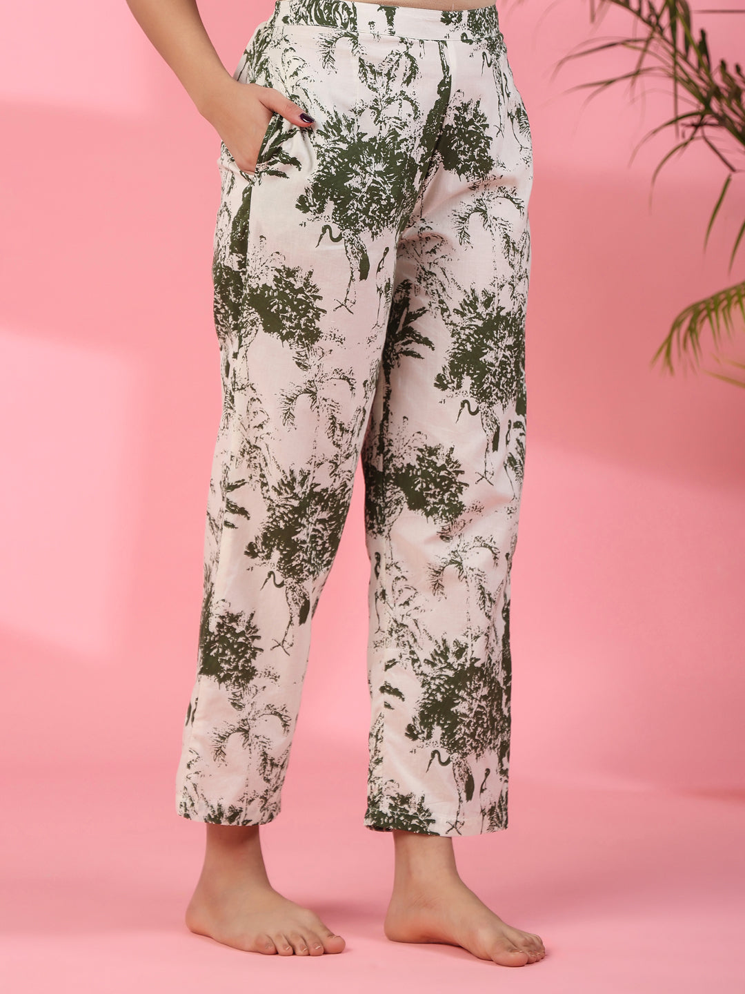 Jungle print Cotton Kaftan Night Suit - SanskrutiHomes